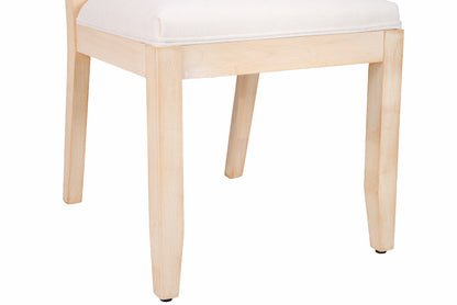 French Country Dining Chairs Set of 2, Beige Farmhouse Kitchen & Dining Room Chairs, Boho Wood Dining Chair with Woven Back & Linen Upholstered Seat, Solid Wood Frame,Beige image 12