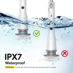 Electric Spin Scrubber, 2025 New Cordless Cleaning Brush, Shower Cleaning Brush with 7 Replaceable Brush Heads, Power Scrubber 3 Adjustable Speeds, Detachable Long Handle & IPX7 Waterproof
