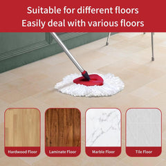 Spin Mop Replace Head Base, Handle Compatible with O Cedar EasyWring Microfiber Spin Mop,6 Mop Refills Replacement Heads, 30-58" Mop Handle and 1 Mop Base Combo Set (White,1-Tank System)