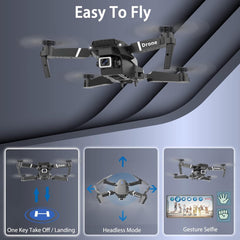 Drone With Camera for Adults Beginners Kids, Foldable RC Quadcopter, Toys Drone, 1080P FPV Video, 2 Batteries, Carrying Case, One Key Start, Headless Mode, Waypoints fly, 360° Flips