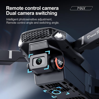 E88 Drone with Screen Controller with SD card, Foldable Mini Drone for Beginners, 2 Batteries, 360° Flips Waypoint Fly, Active Obstacle Avoidance, One Key Take Off/Landing. (2 batteries - Black)