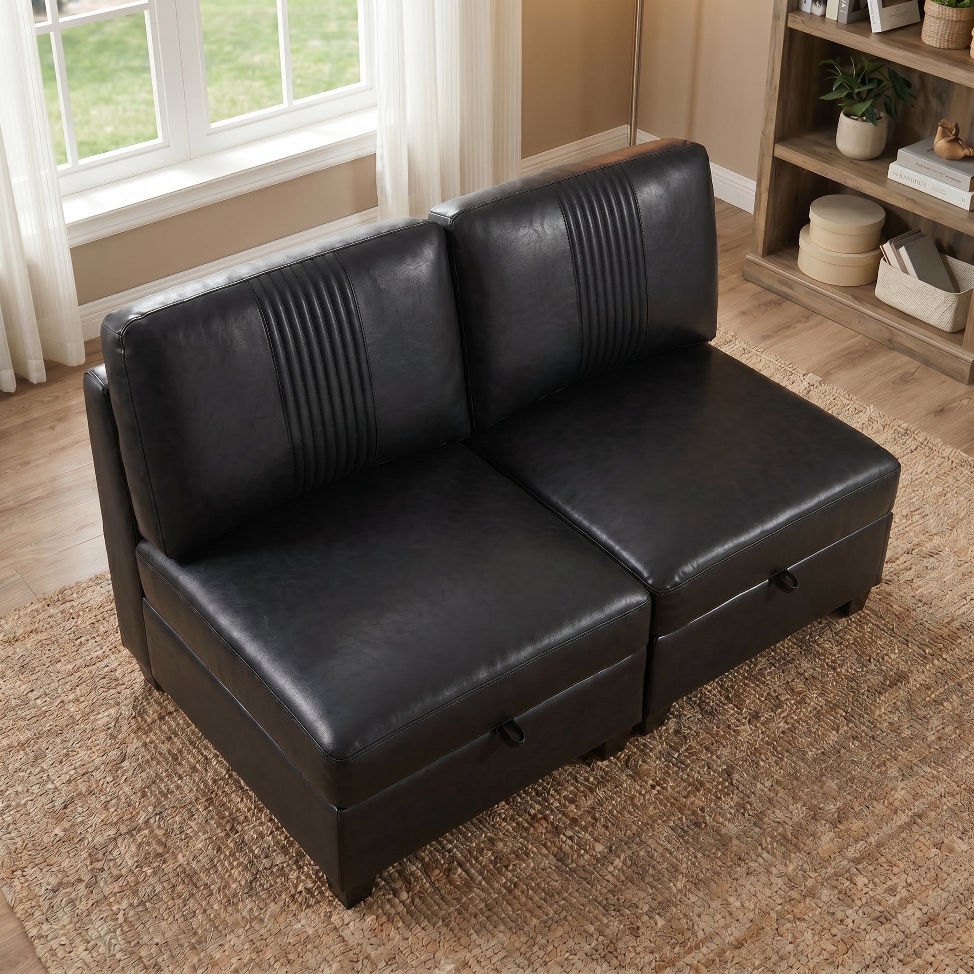 Flexible PU Modular Sofa,Convertible Shapes, Storage & Sleeper Function for Living Room-2seats image 3