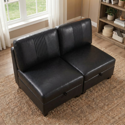 Flexible PU Modular Sofa,Convertible Shapes, Storage & Sleeper Function for Living Room-2seats image 3