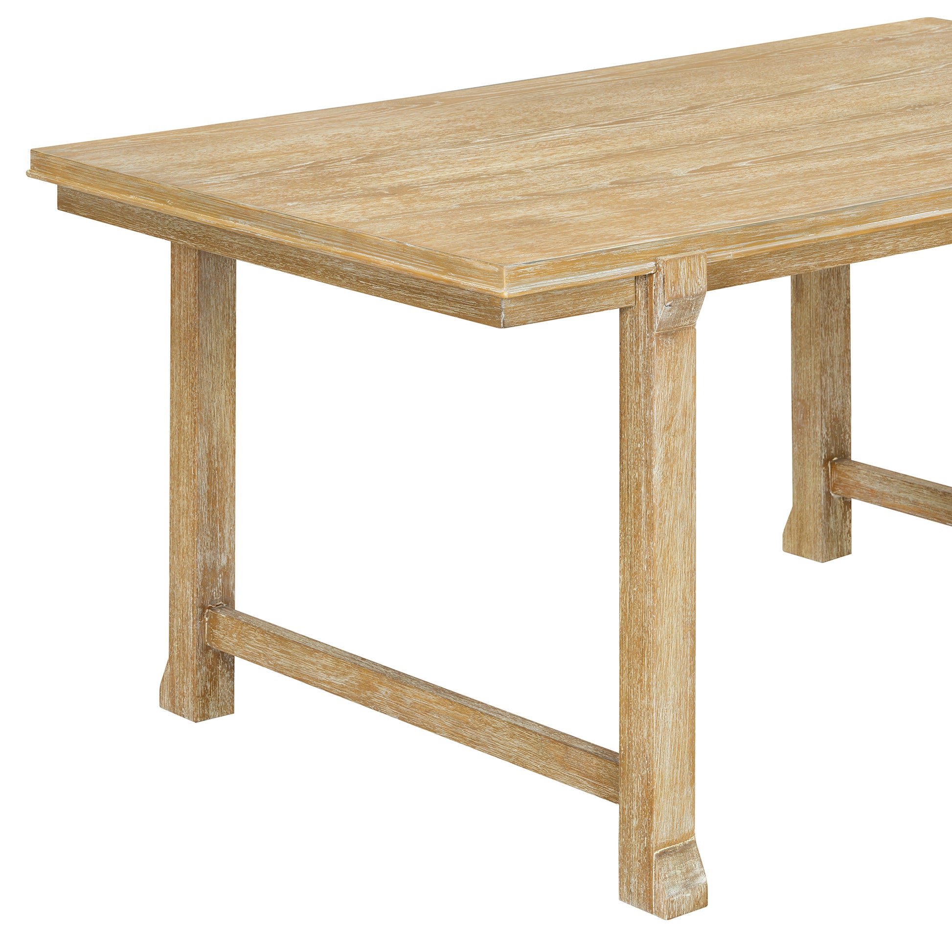 TREXM 6-Piece Farmhouse Dining Set for 6, Kitchen & Dining Room Sets with Solid Wood Legs and Frame, Ergonomic Dual-Style Chairs, Ideal for Kitchen & Dining Room (Natural Wood Wash+ Beige) image 9