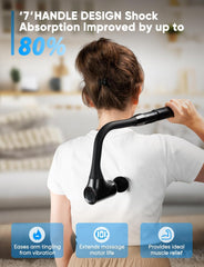 Massage Gun Deep Tissue - Back Massager for Pain Relief Deep Tissue with Extended Handle, 12MM Percussion Less-Shock Neck/Foot/Leg/Shoulder Massager, Infinitely Adjustable Speed & 4 Replaceable Heads