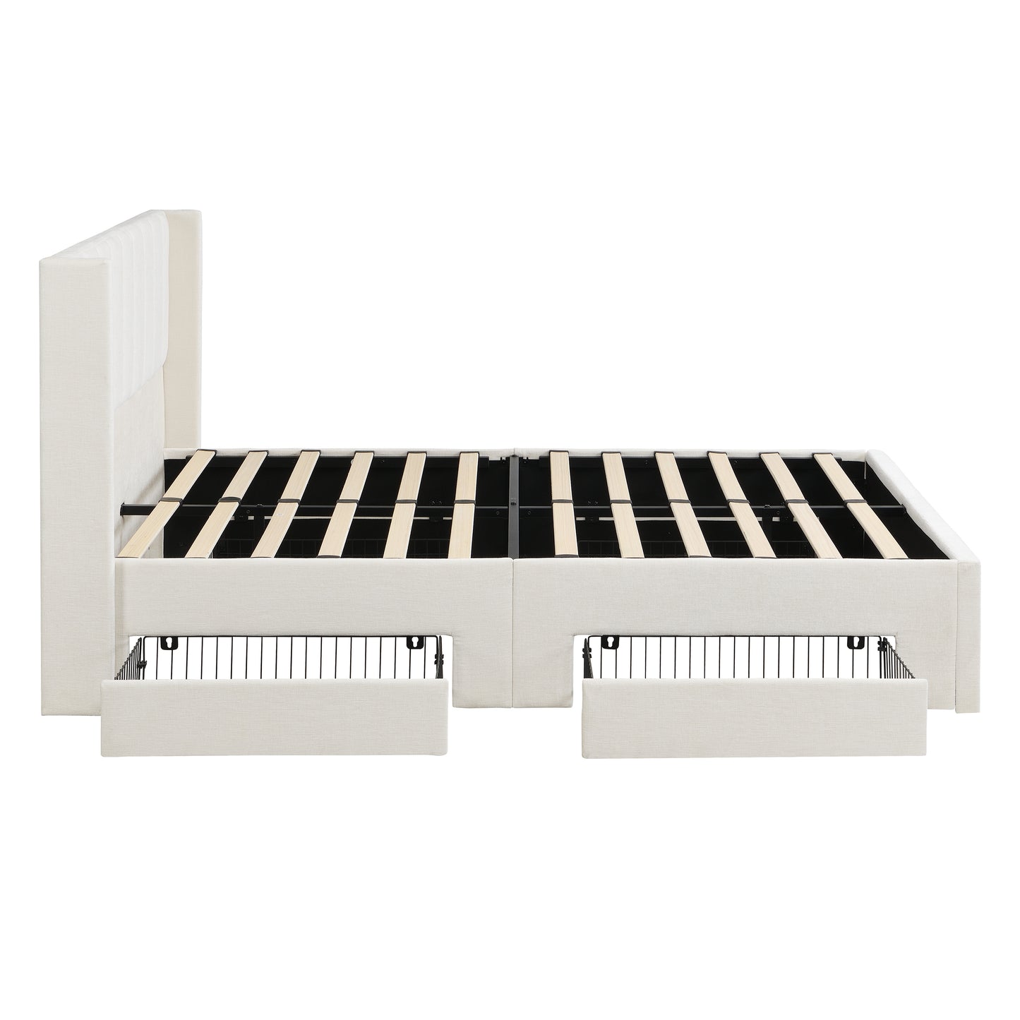 Large-capacity upholstered storage bed with drawers,Beige,Queen image 12