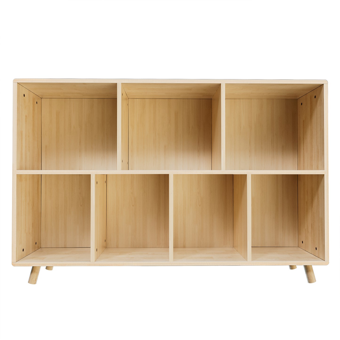 Wooden Bookshelf, 2-Tier Bookcase, 7 Cube Storage Organizer, Open Book Shelf with Legs for Home Office, Living Room, Study image 1