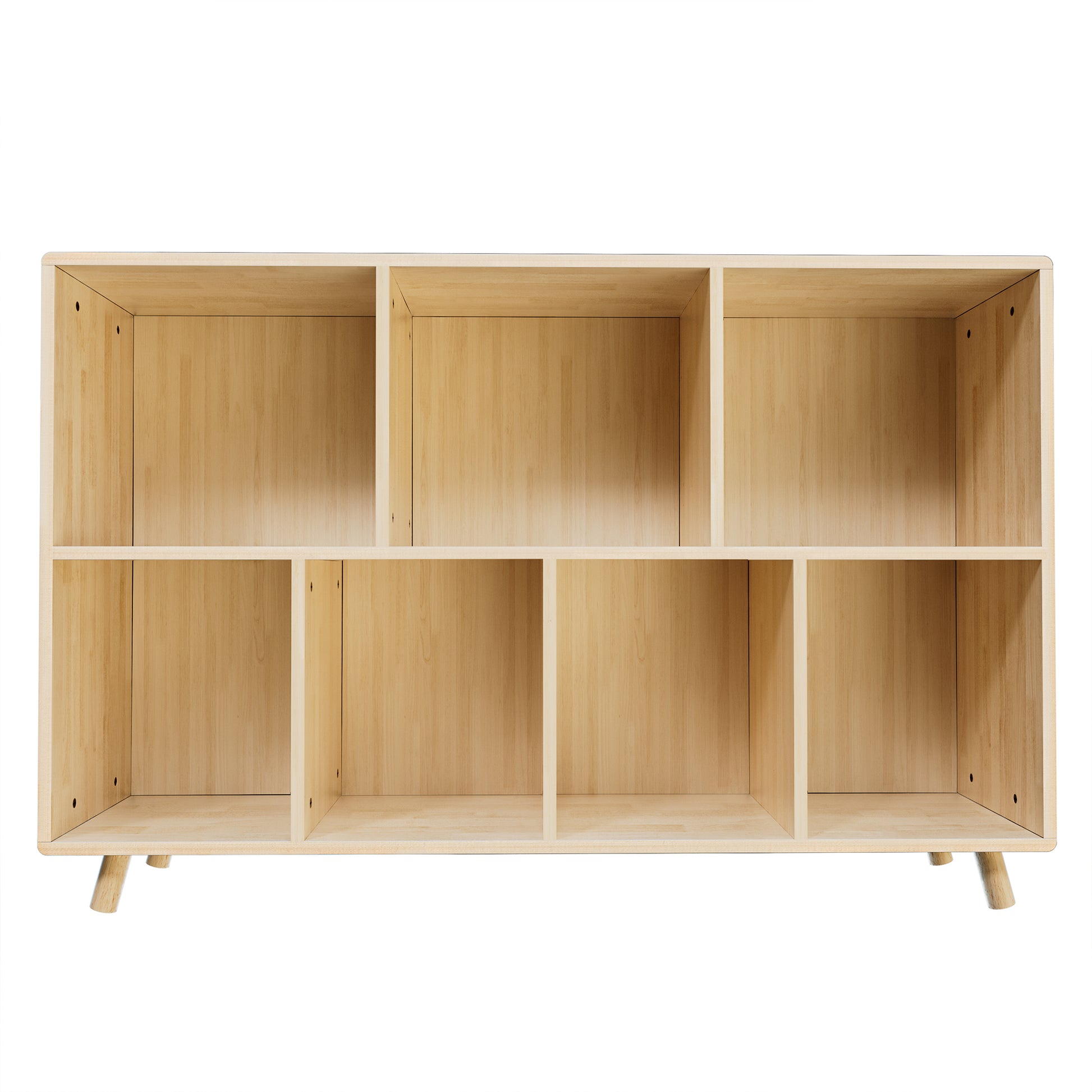 Wooden Bookshelf, 2-Tier Bookcase, 7 Cube Storage Organizer, Open Book Shelf with Legs for Home Office, Living Room, Study image 1