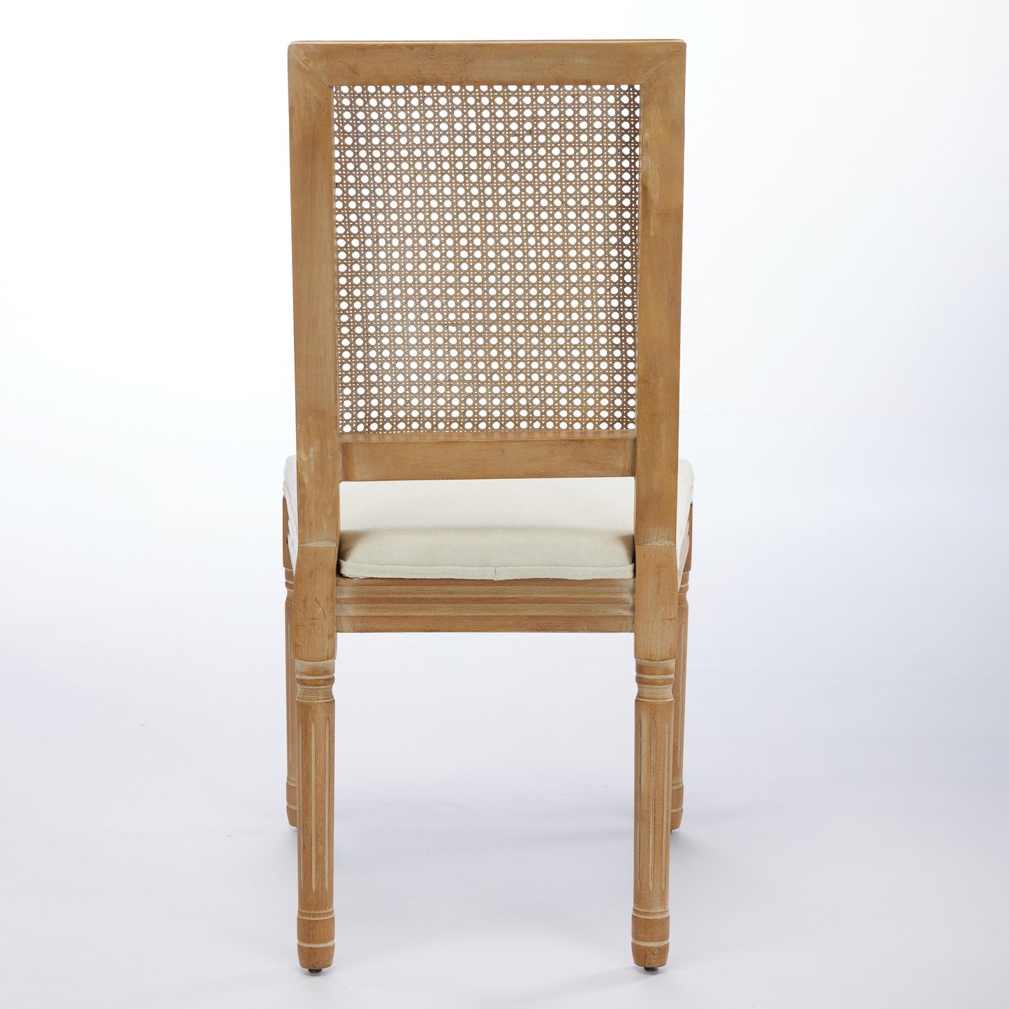 French Decor Chairs Set of 2, Louis Dining Chairs with Square Rattan Backrest and Exquisitely Carved Solid Wood Frame for Living Room, Kitchen, Restaurant,SW1779BG, Beige image 7