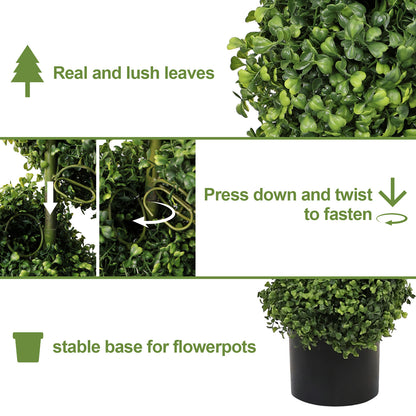 7FT Spiral Topiary Trees Artificial Outdoor Faux Boxwood Plants Large Twisted Green Potted Trees with Light Green Leaves for Garden Front Porch Patio Planter Decoration, 1pc/set image 5