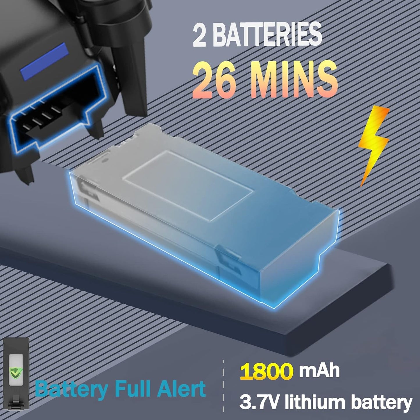 Drone With Camera for Adults Beginners Kids, Foldable RC Quadcopter, Toys Drone, 1080P FPV Video, 2 Batteries, Carrying Case, One Key Start, Headless Mode, Waypoints fly, 360° Flips