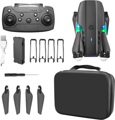 ikaufen E88 Drone with Built-in screen control, Camera for Adults RC Drone With 720P HD Dual Camera WiFi FPV Foldable Quadcopter Aircraft +1 Battery (E88 Dual camera Black)