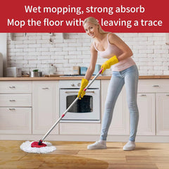 Spin Mop Replace Head Base, Handle Compatible with O Cedar EasyWring Microfiber Spin Mop,6 Mop Refills Replacement Heads, 30-58" Mop Handle and 1 Mop Base Combo Set (White,1-Tank System)
