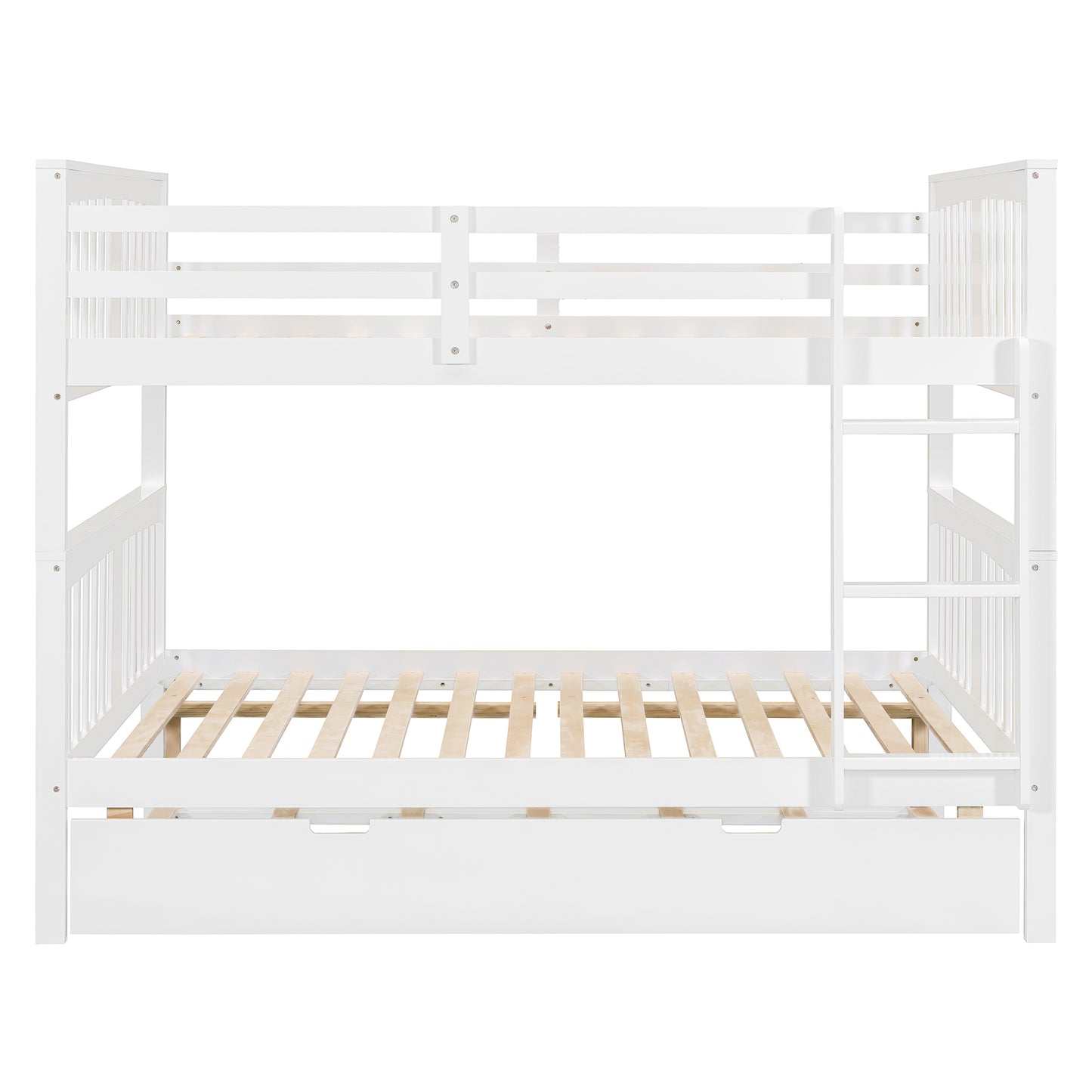 Full over Full Bunk Bed with Twin Size Trundle and Ladder-White(Old SKU: LT000204AAK) image 4