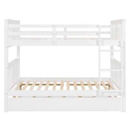 Full over Full Bunk Bed with Twin Size Trundle and Ladder-White(Old SKU: LT000204AAK) image 4