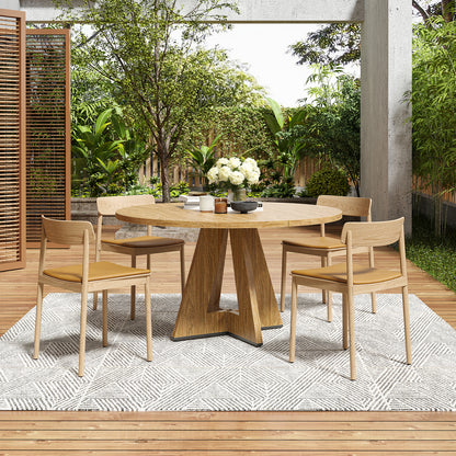 47" Round Dining Table for 4-7 People, Modern Wood Kitchen Table with Sturdy Metal Base, Large Round Dinner Table for Dining Room, Easy Assembly image 2