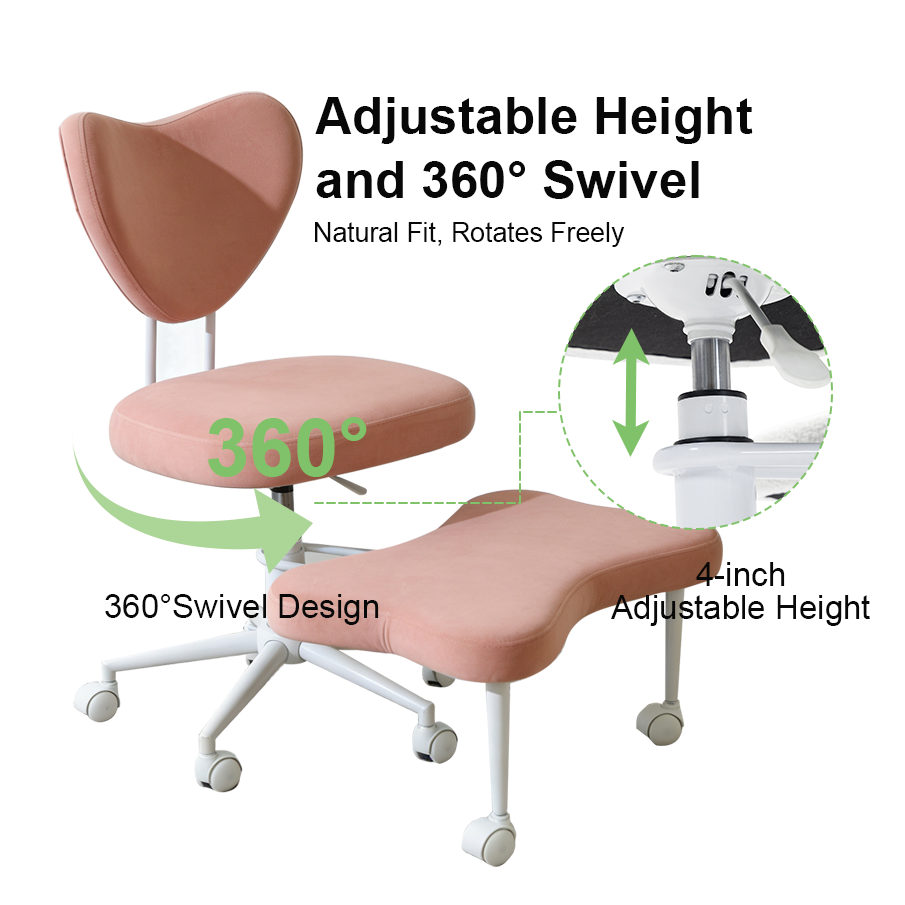 Meditation chair, an ergonomic cross-legged seating chair with lumbar support and a height-adjustable seat cushion, ideal for people engaged in high-intensity office work. PINK image 4