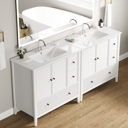 36'' Bathroom Vanity with Sink Set, Bathroom Storage Cabinet with Doors and Drawers, Modern Vanity Sink Cabinet with Painted Surface, White image 11