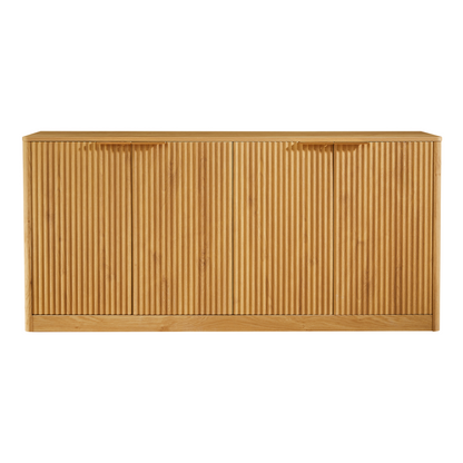 59-inch modern wavy sideboard, curved contour design storage cabinet, 4-door cabinet with storage function, suitable for kitchen/bedroom/living room, Natural, 59.0"L x 15.7"W x 27.7"H image 8