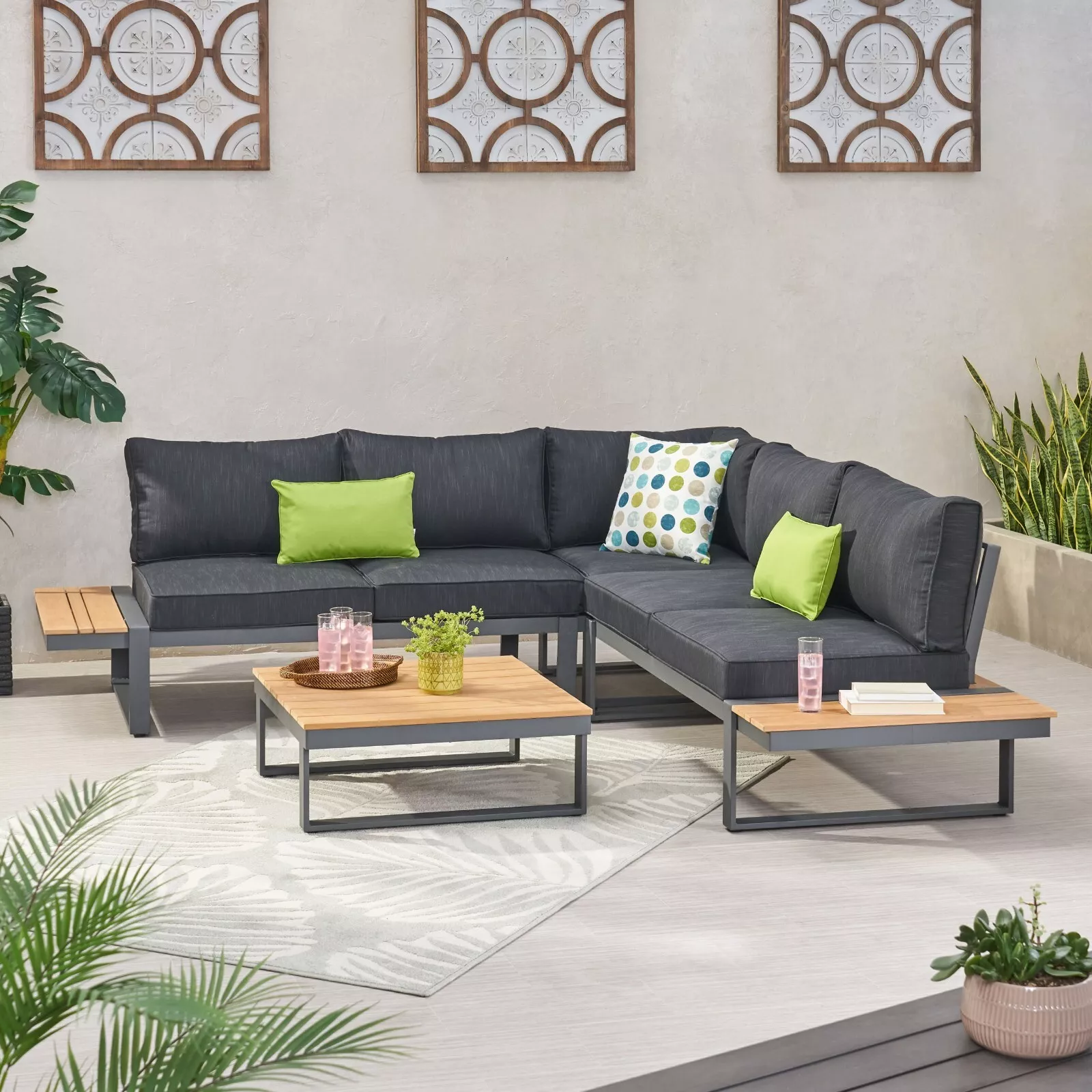 Sterling V-Shaped Outdoor Aluminum 5 Seater Sofa Set with Cushions image 1