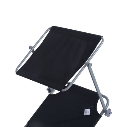 Outsunny Outdoor Lounge Chair, Adjustable Folding Chaise Lounge, Tanning Chair with Sun Shade for Beach, Camping, Hiking, Backyard, Black image 8