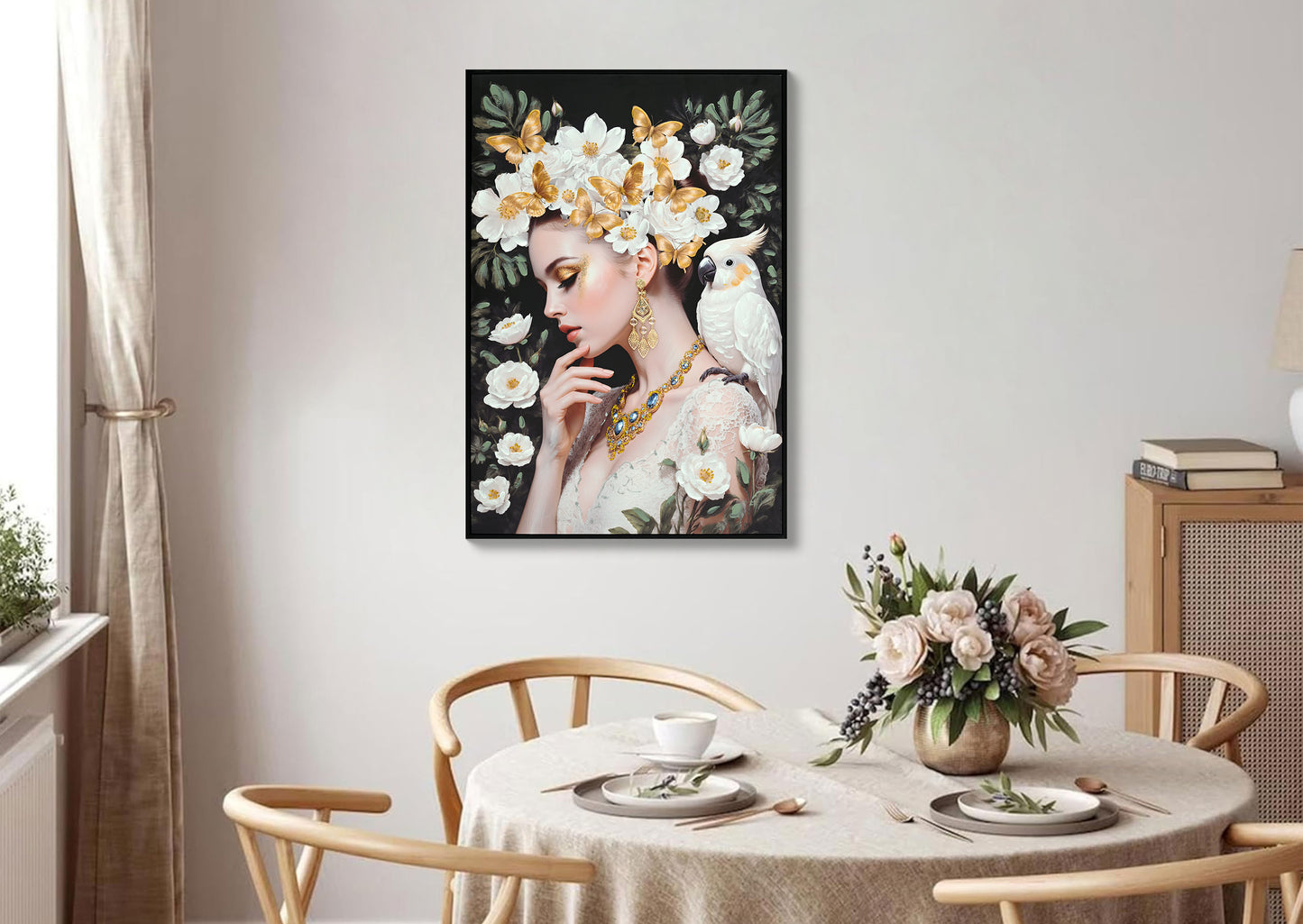 Beauty Posters Beauty lady Wall Art Gold and White Floral Canvas Artwork for Living Room Modern Photo Prints for Home 24x36 Inch Bedroom Pictures Wall Decor image 8