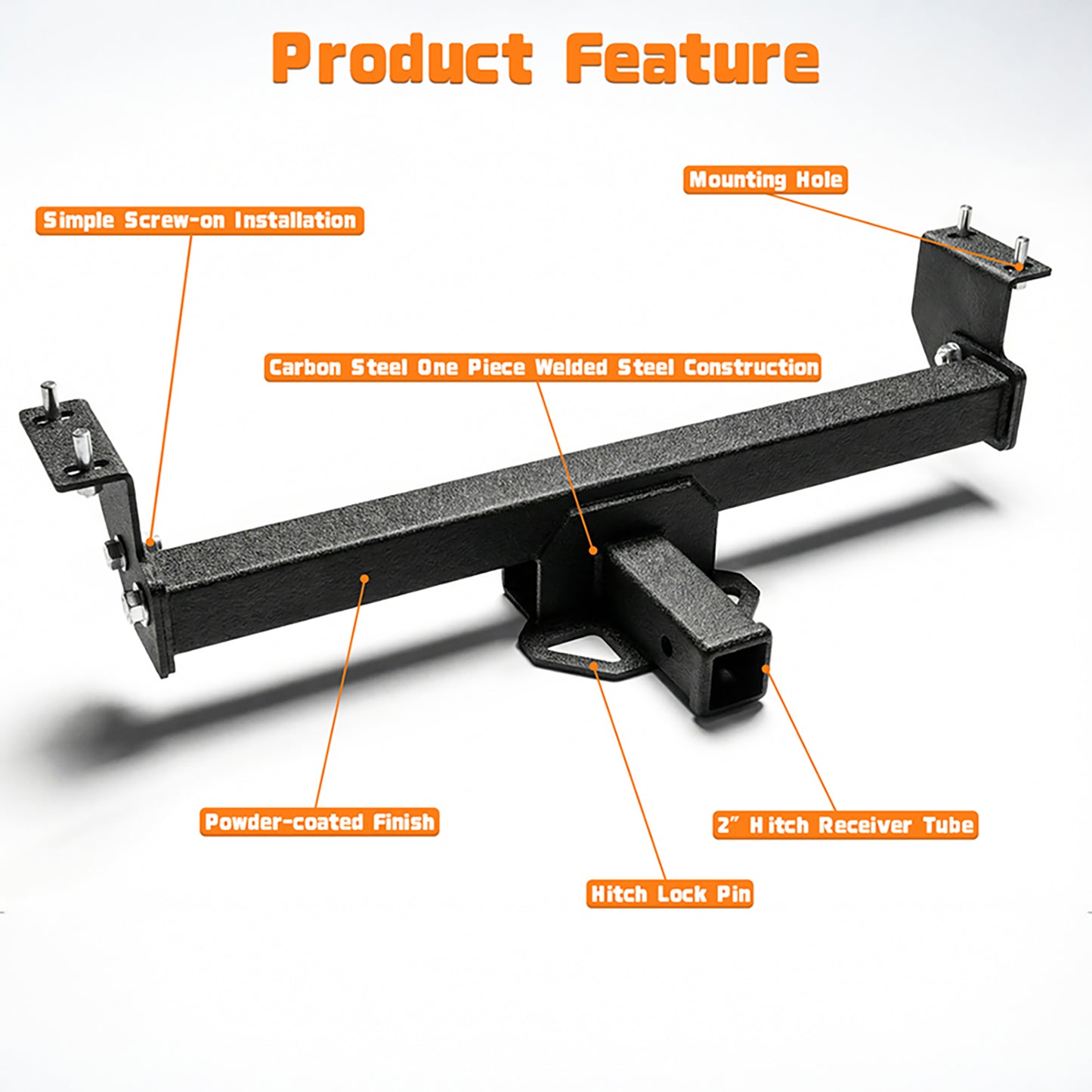 Black Steel Trailer Hitch 2 Hitch Receiver Compatible With 2016 - 2023 Toyota Tacoma (Not Applicable for SR Models) image 7