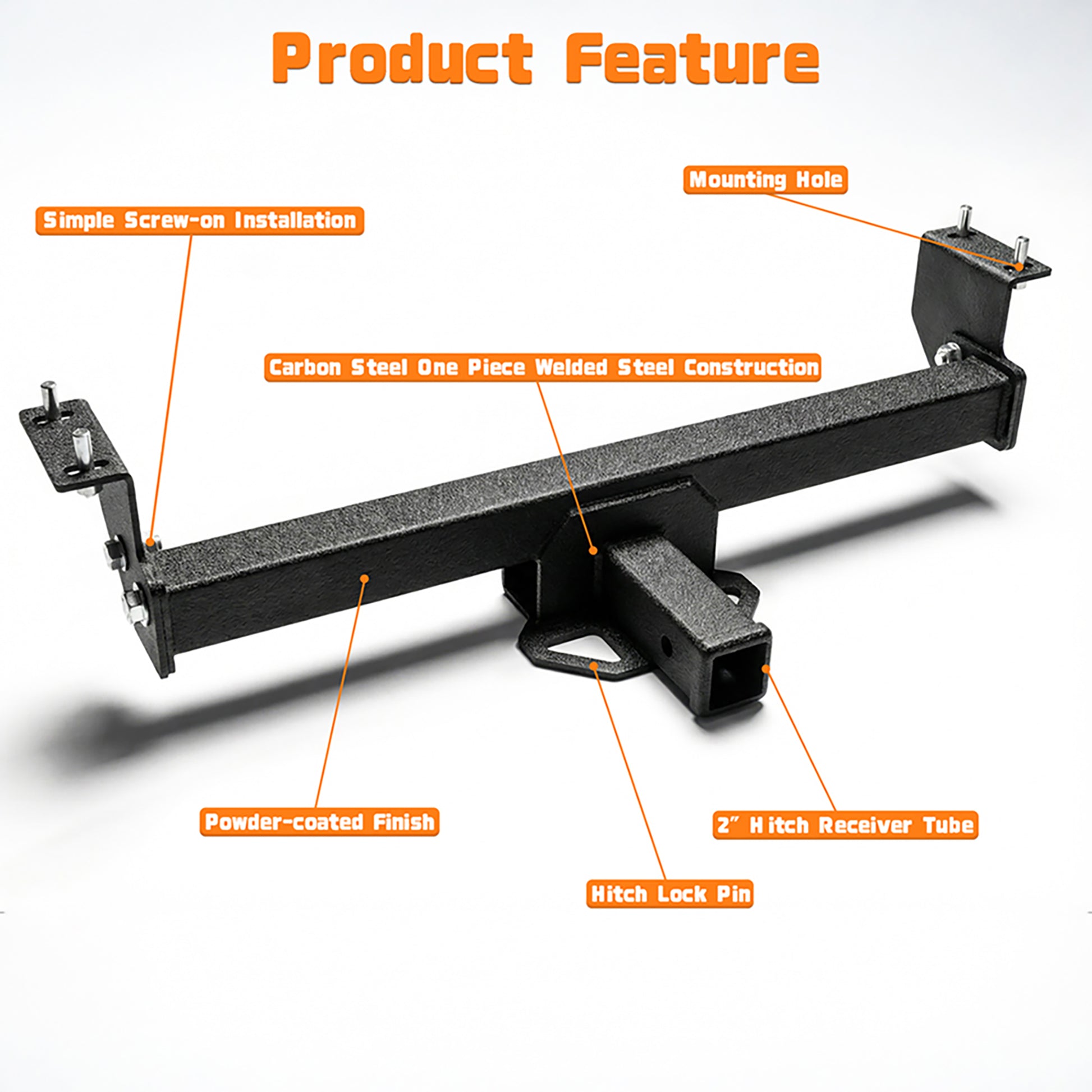 Black Steel Trailer Hitch 2 Hitch Receiver Compatible With 2016 - 2023 Toyota Tacoma (Not Applicable for SR Models) image 7