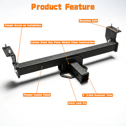 Black Steel Trailer Hitch 2 Hitch Receiver Compatible With 2016 - 2023 Toyota Tacoma (Not Applicable for SR Models) image 7