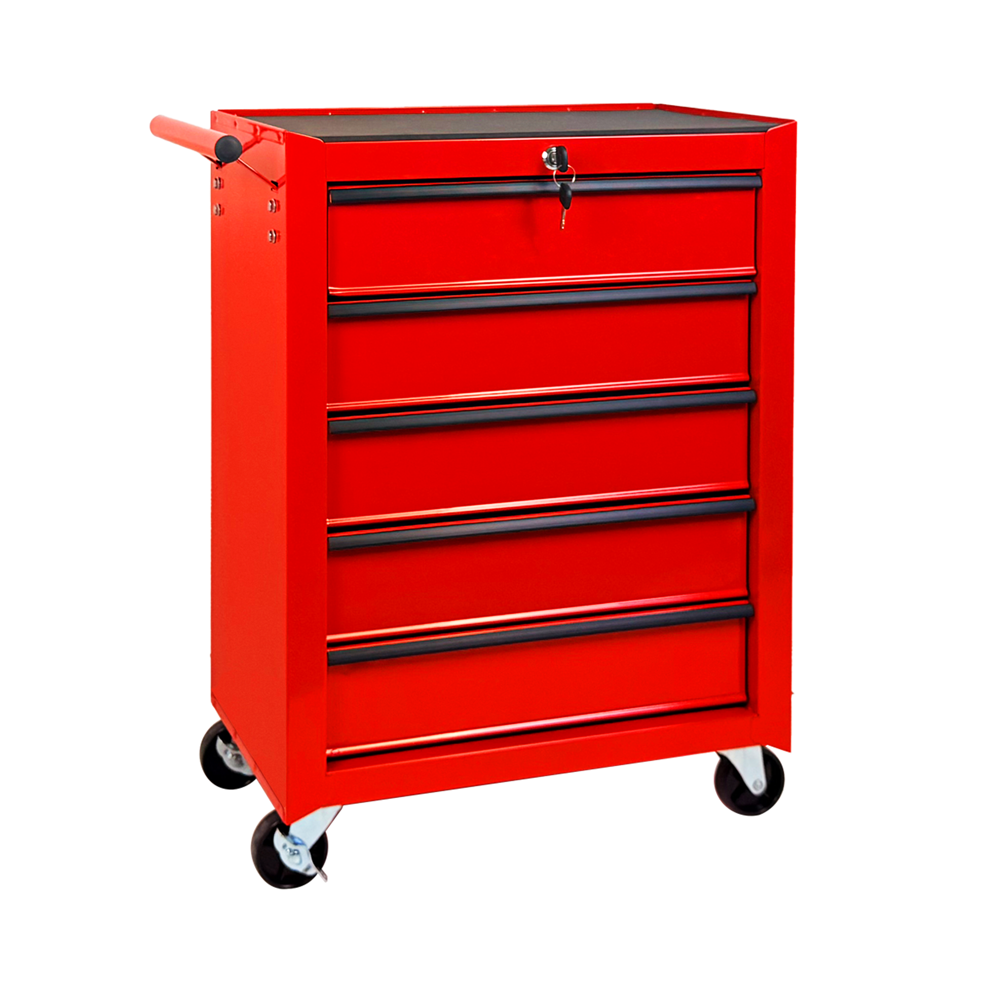 Rolling Metal Tool Chest with 5 Drawers, 20" 5-Drawer Tool Chest Cabinet with Ball Bearing Drawer Slides, Steel Tool Storage Box Organizer-RED image 6