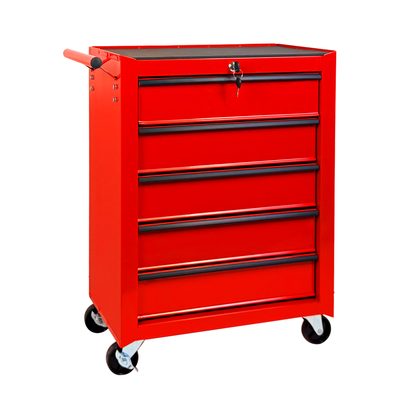 Rolling Metal Tool Chest with 5 Drawers, 20" 5-Drawer Tool Chest Cabinet with Ball Bearing Drawer Slides, Steel Tool Storage Box Organizer-RED image 6