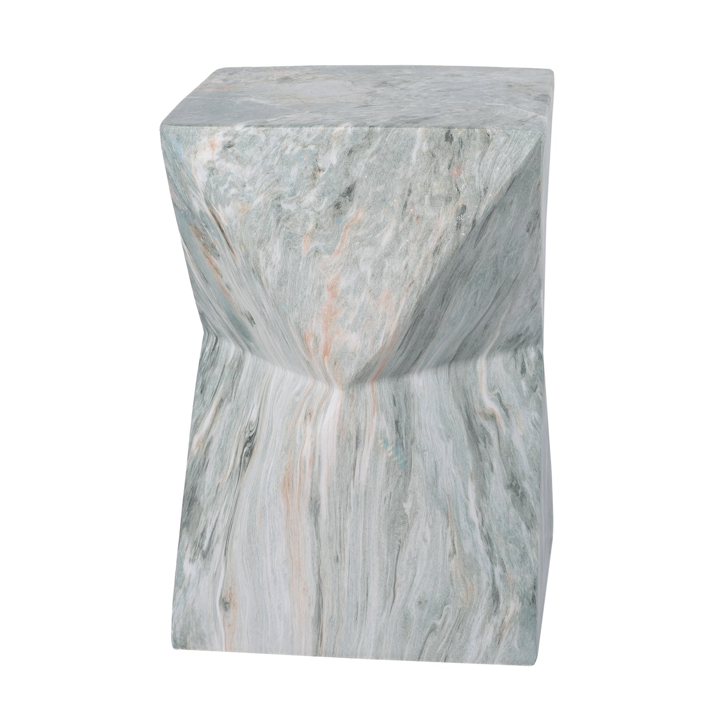 18.5"H Modern Geometric MGO Side Table, Hourglass Accent Table with Faux Marble Finish - Weather Resistant End Table for Indoor and Outdoor Use, Living Room, Bedroom & Patio, Green Marble image 11