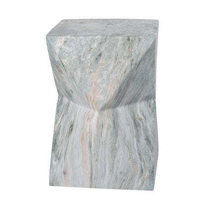 18.5"H Modern Geometric MGO Side Table, Hourglass Accent Table with Faux Marble Finish - Weather Resistant End Table for Indoor and Outdoor Use, Living Room, Bedroom & Patio, Green Marble image 11