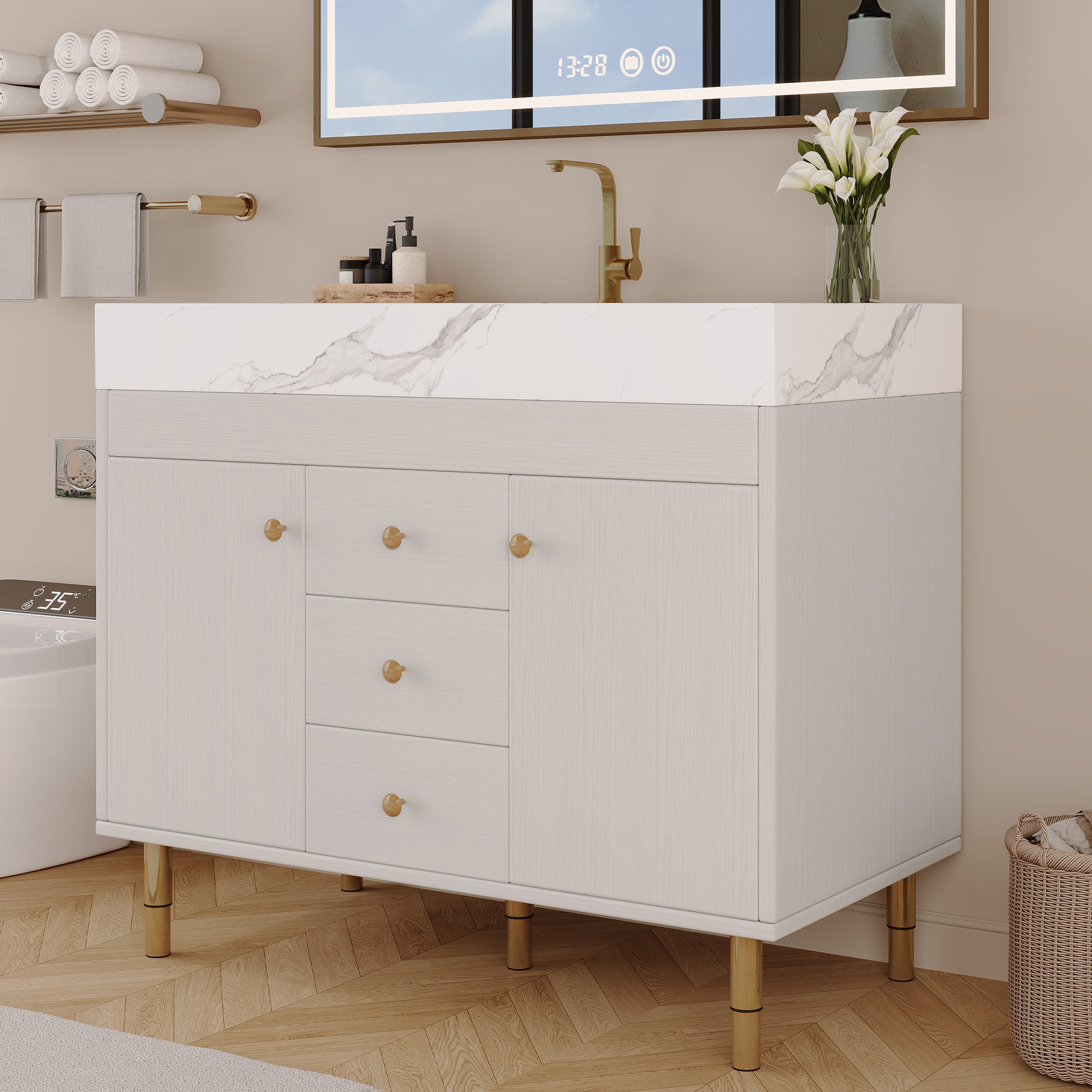 36 in Modern Free-standing Bathroom Vanity with Ceramic Sink & Ample Storage image 7