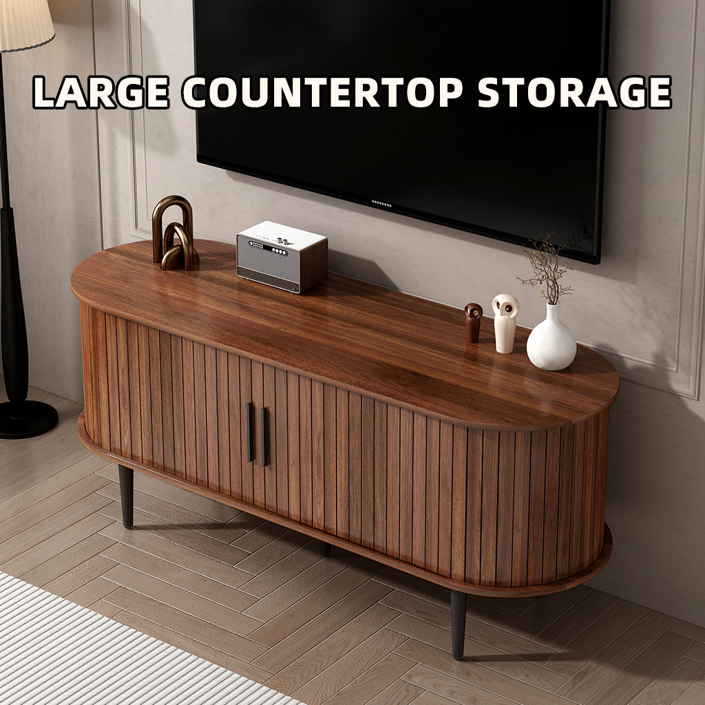 TV Stand, 47" Modern TV Console Table with Storage Compartment and Sliding Door, Gaming Entertainment Center with Cabinet for Living Room, Bedroom, Office (Walnut) image 7