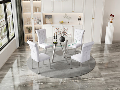 35-Inch Tempered Glass Dining Table with Sturdy Metal Legs image 11