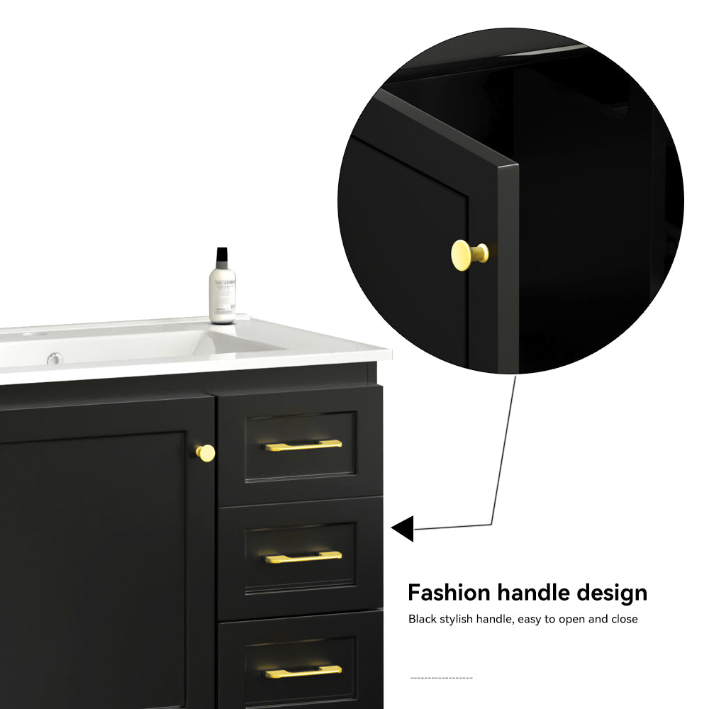 30"Black Bathroom Vanity. Abundant Storage Cabinet -2 Soft close doors and 4 drawers (excluding the ceramic basin) image 7