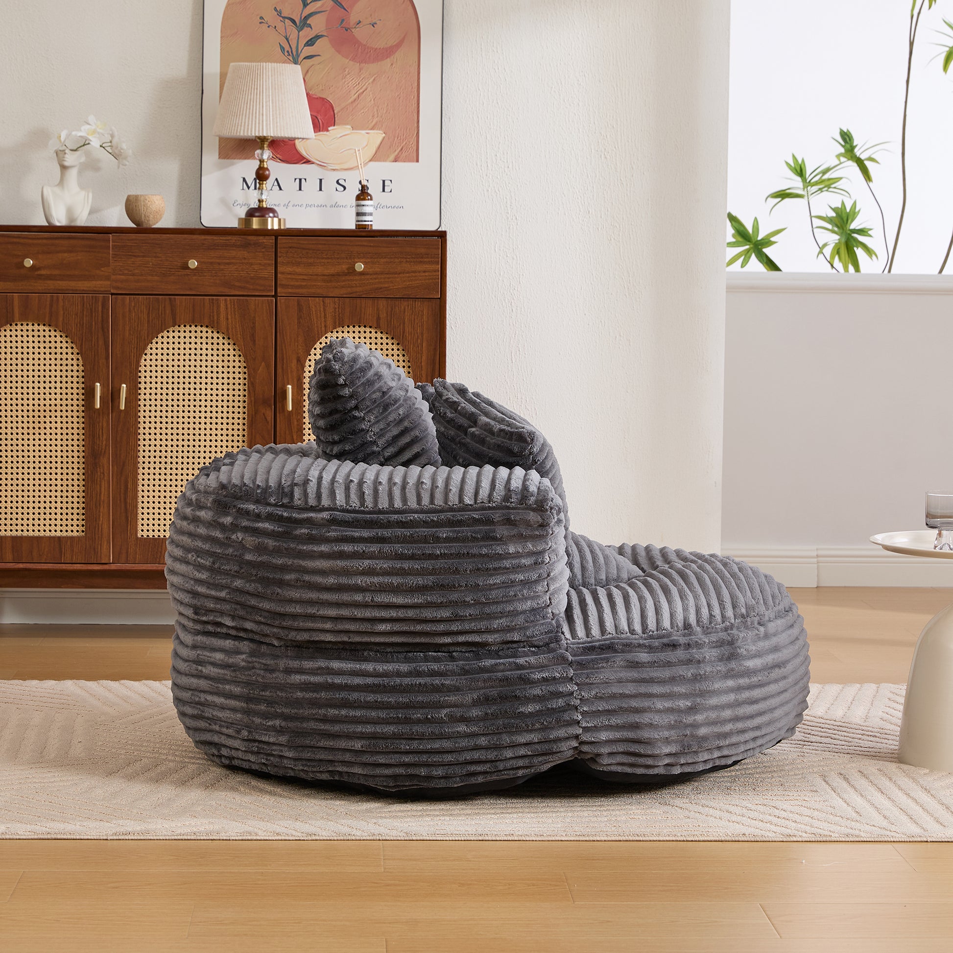 Bean Bag Chairs, Bean Bag Sofa for Adults, Kids,Oversized Corduroy Bean Bag Chair with 3 Pillows & Armrest,Beanbag Chair & Lazy Sofa with Foam Filler for Bedroom Living Room Dorm image 9