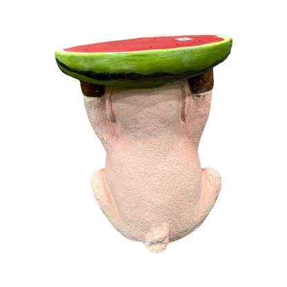 13.39" High Cute Pig Side Table, 11.34" Wide Resin Pig with Watermelon Top, Multi-Functional Plant Stand & End Table for Home & Garden Decoration image 11