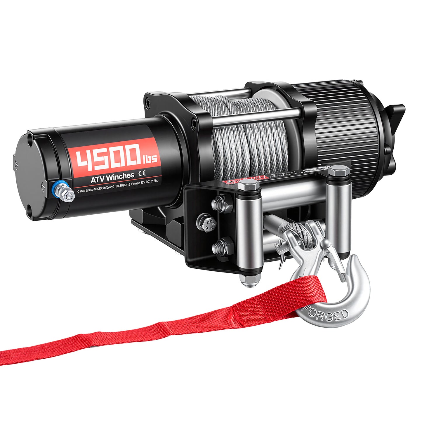 4500 lbs Electric Winch, 12V DC ATV/UTV Winch with Φ0.24 in x 39.4 ft Steel Wire Rope, Wireless & Wired Remote Control, IP54 Waterproof, Roller Fairlead Mount Plate for Towing ATV UTV Off-Road image 3