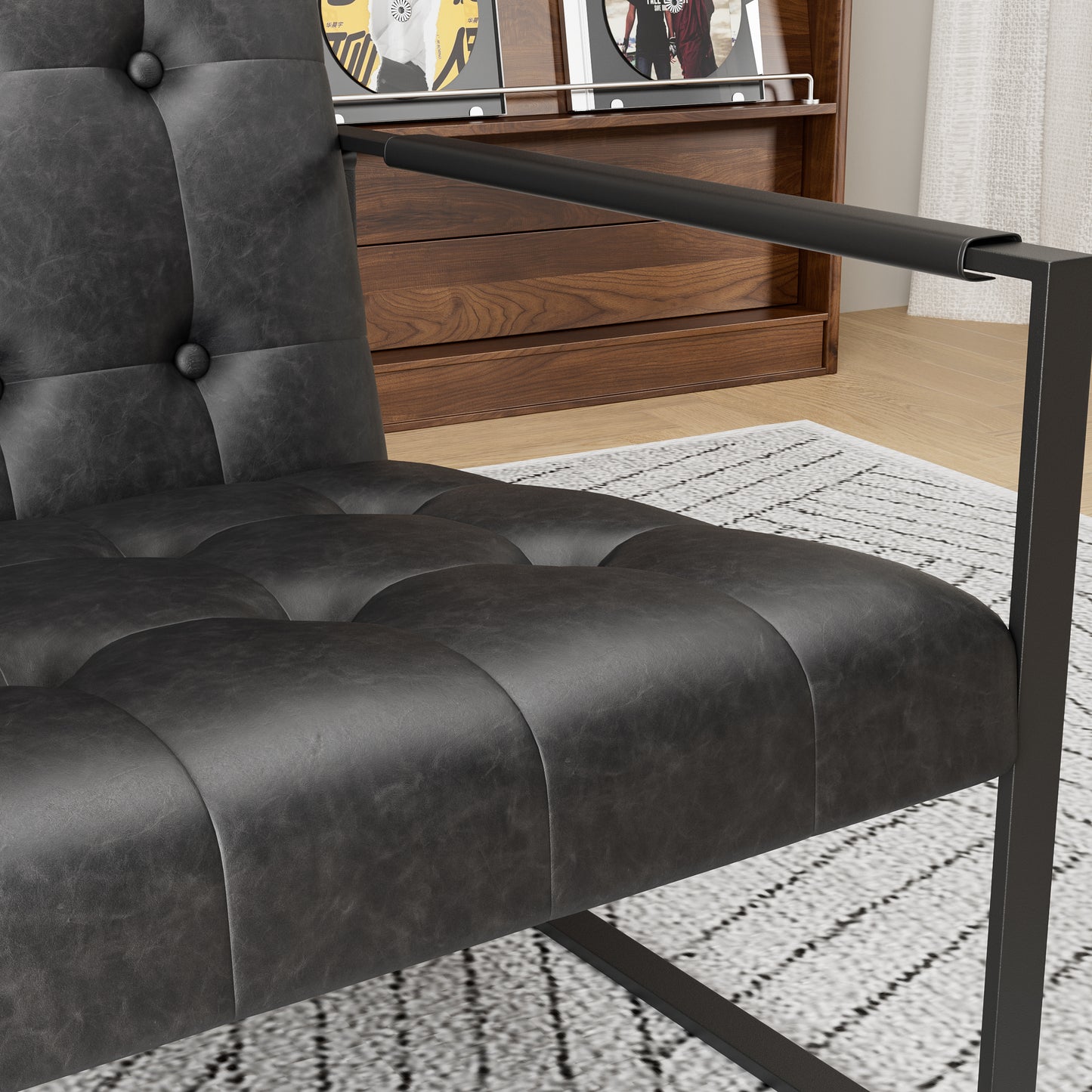 Accent Chair Modern Upholstered Accent Chair, Linen Sofa Chair for Bedroom, Living Room, Office image 6