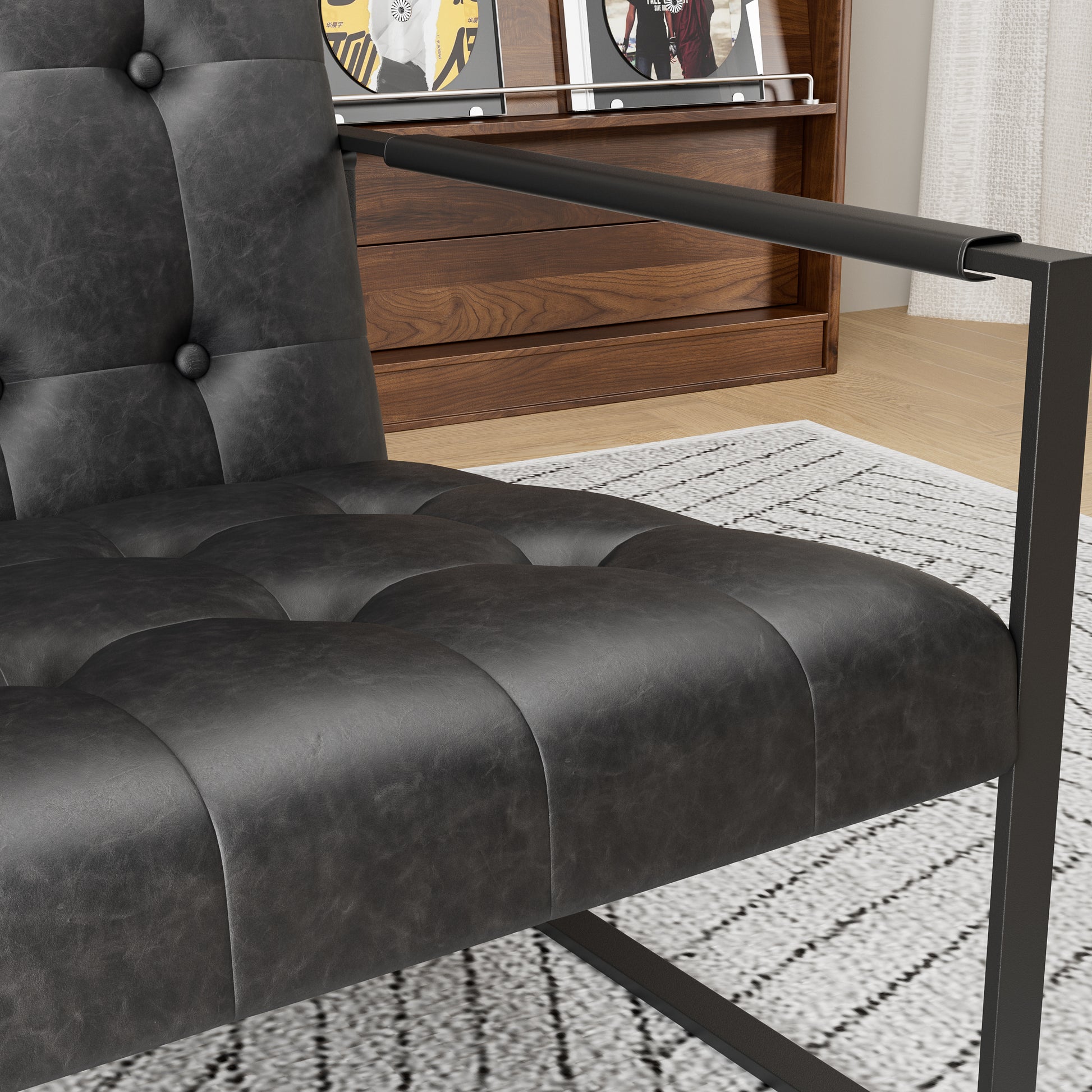 Accent Chair Modern Upholstered Accent Chair, Linen Sofa Chair for Bedroom, Living Room, Office image 6