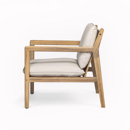 Outdoor Acacia Wood Armchair, Set of 2, Patio Club Chair with Cushions, Light Teak image 8