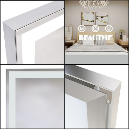 72x32 inch wall mirror with lights smart button dimmable
