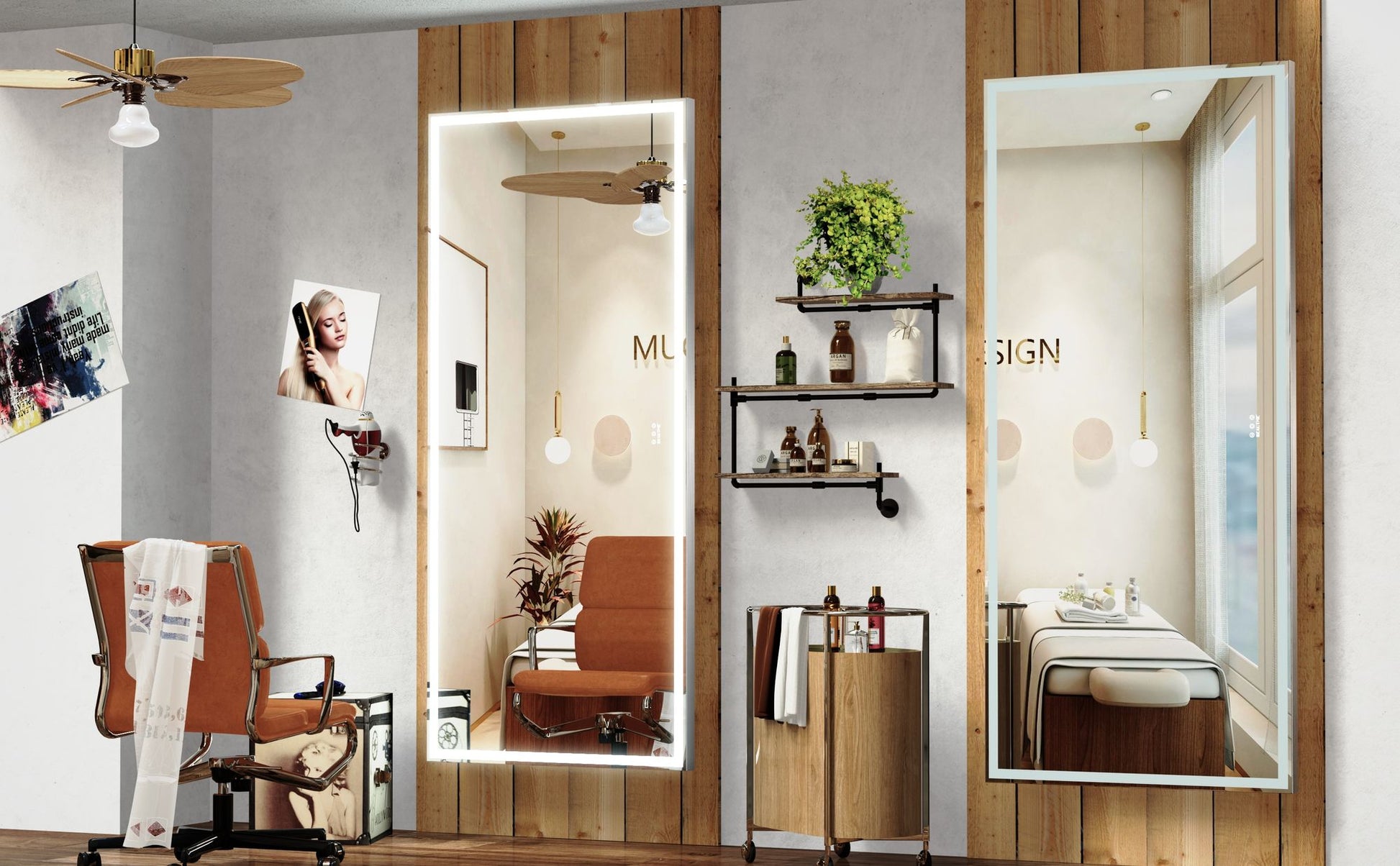 Oversized LED bathroom mirror 72x32 inch packaging and accessories