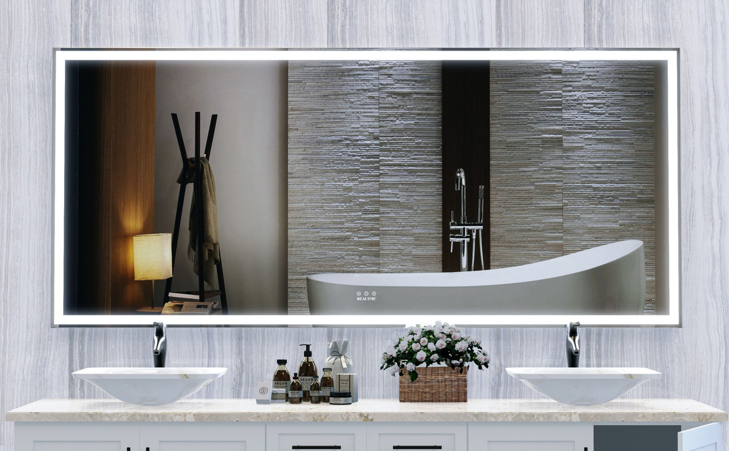 72X32 inch Oversized LED Bathroom Mirror Wall Mounted Mirror with 3 Color Modes Aluminum Frame Wall Mirror Large Full Le image 16