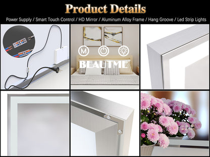 72X32 inch Oversized LED Bathroom Mirror Wall Mounted Mirror with 3 Color Modes Aluminum Frame Wall Mirror Large Full Le image 18