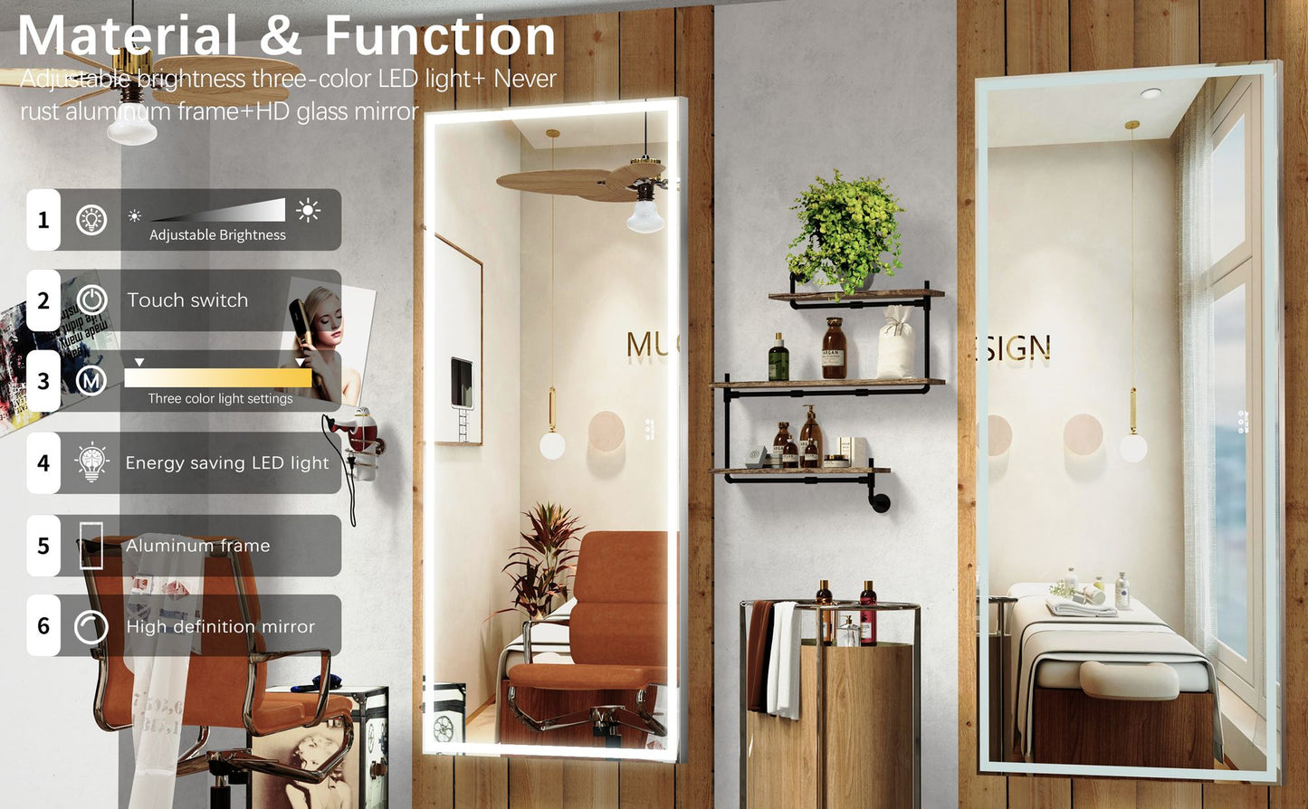72X32 inch Oversized LED Bathroom Mirror Wall Mounted Mirror with 3 Color Modes Aluminum Frame Wall Mirror Large Full Le image 19