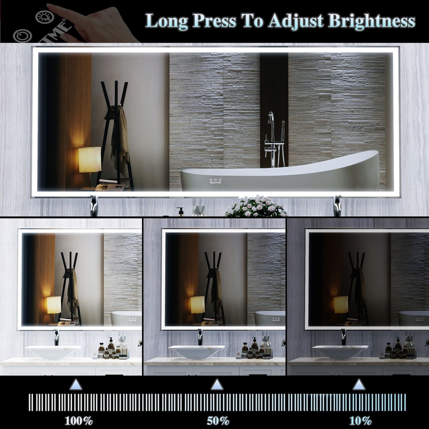 72x32 inch full body mirror with lights for makeup studio