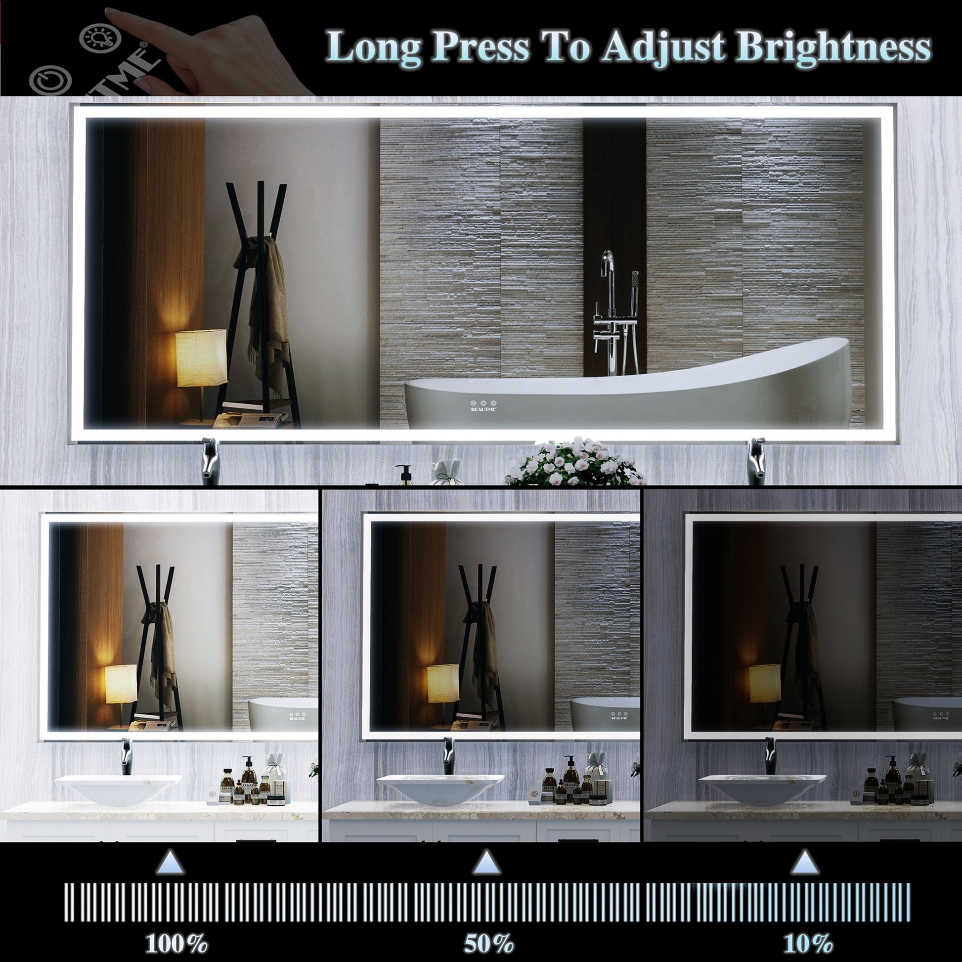72x32 inch full body mirror with lights for makeup studio
